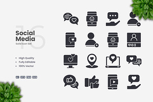 Social Media Solid Icons, an Icon by Upnowgraphic