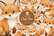 15 Bundle Watercolor Cute Fox Forest, an Animal Illustration by Morspective (Thumbnail 1 of 8)