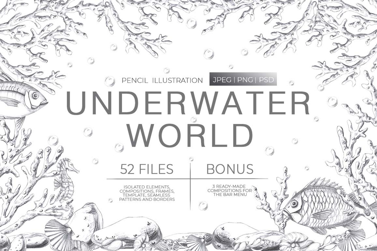 Underwater world, pencil graphics, an Animal Illustration by SvetLana (Photo 1 of 15)