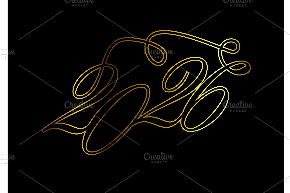 2026 golden numbers. hand drawing, an Object Illustration by Nenahliadava Design