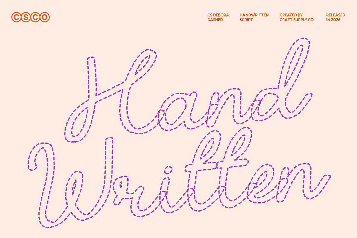 CS Debora Dashed, a Script Font by Craft Supply Co. (Photo 2 of 8)