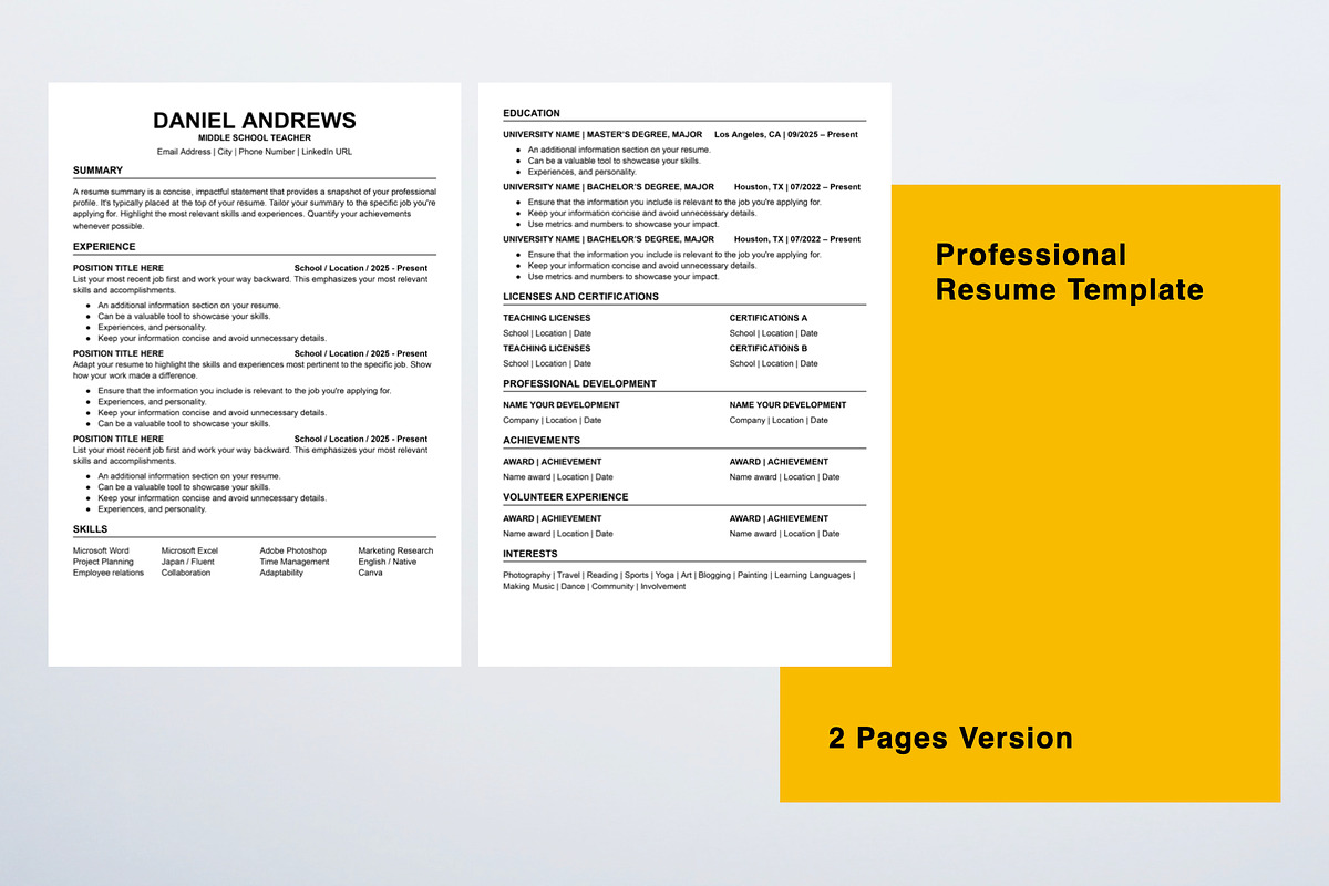 Teacher Resume Template, a Resume Template by KHIDD (Photo 3 of 4)