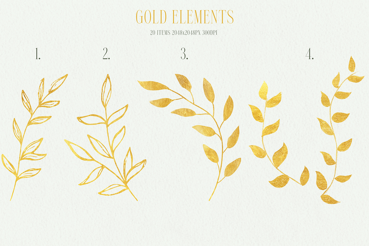Gold Glitter Leaves Clipart, a Decorative Illustration by Minky Moo Creations (Photo 2 of 17)