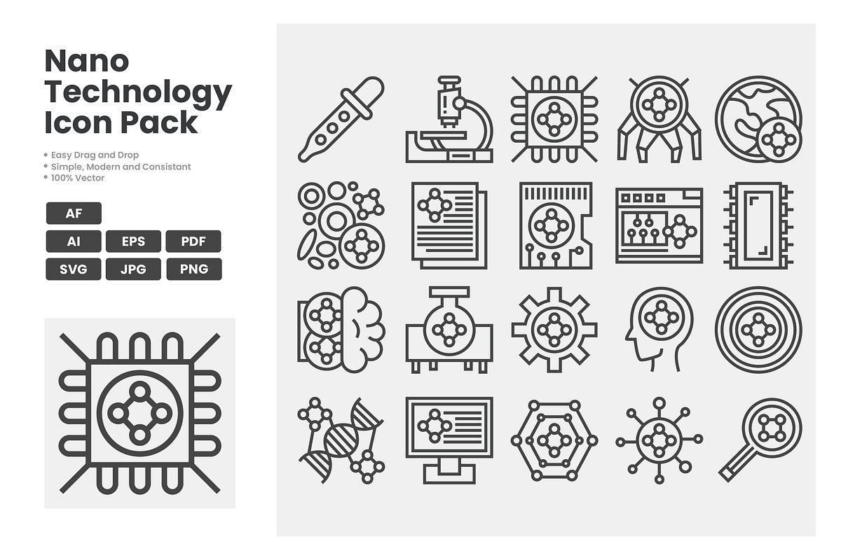 Nano Technology Icon Pack, an Outline Icon by erifqizeicon (Photo 3 of 3)