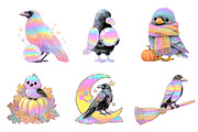 Whimsical Crows Halloween Clipart, a Seasonal Illustration by DreamArtGraphic (Thumbnail 4 of 5)