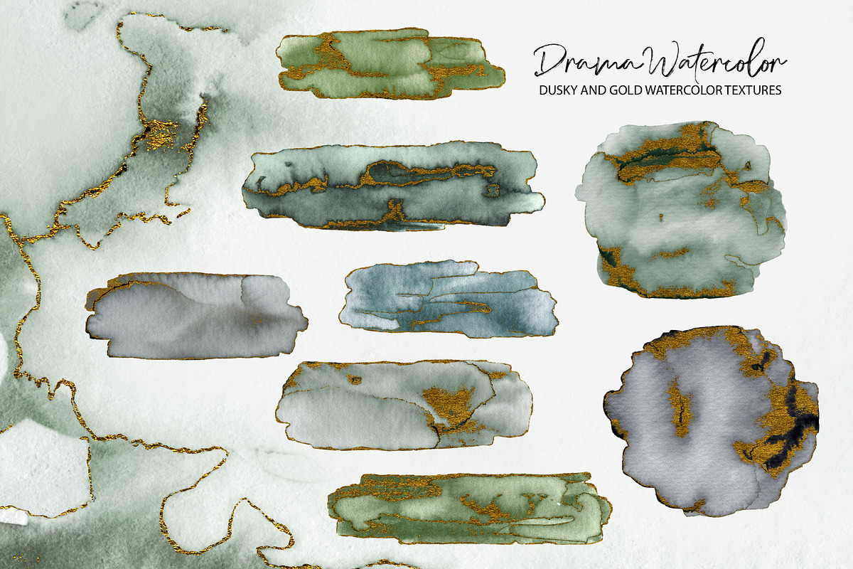 Dusky and Gold Watercolor Textures, a Texture Graphic by Marmoris.Arts (Photo 12 of 13)
