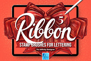 5 Ribbon Affinity Stamp Brushes, a Brush Add-On by Riveros Illustration (Thumbnail 1 of 9)
