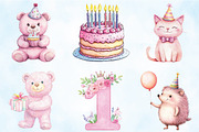 Pink Kids Birthday Clipart, an Illustration by Craft Nest (Thumbnail 4 of 5)