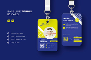 Baseline Tennis - ID Card, a Card Template by Esensifiksi.studio