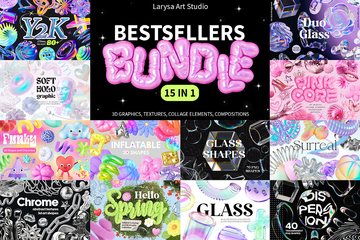 3D Bestsellers Grapgic BUNDLE, a Graphic by LarysaZabrotskaya (Photo 1 of 24)
