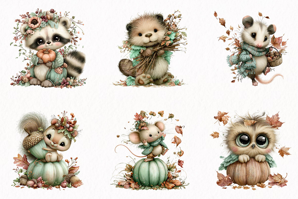 Fall Woodland Animal Clipart, a Seasonal Illustration by fashionaddict (Photo 2 of 7)