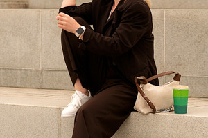 Young woman in brown suit, a Person Photo by Elena Vagengeim