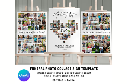 Funeral Heart Collage Templates, a Stationery Template by Coral Beauty