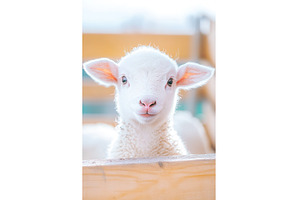 Adorable white lamb looking, an Animal Photo by Lermont51