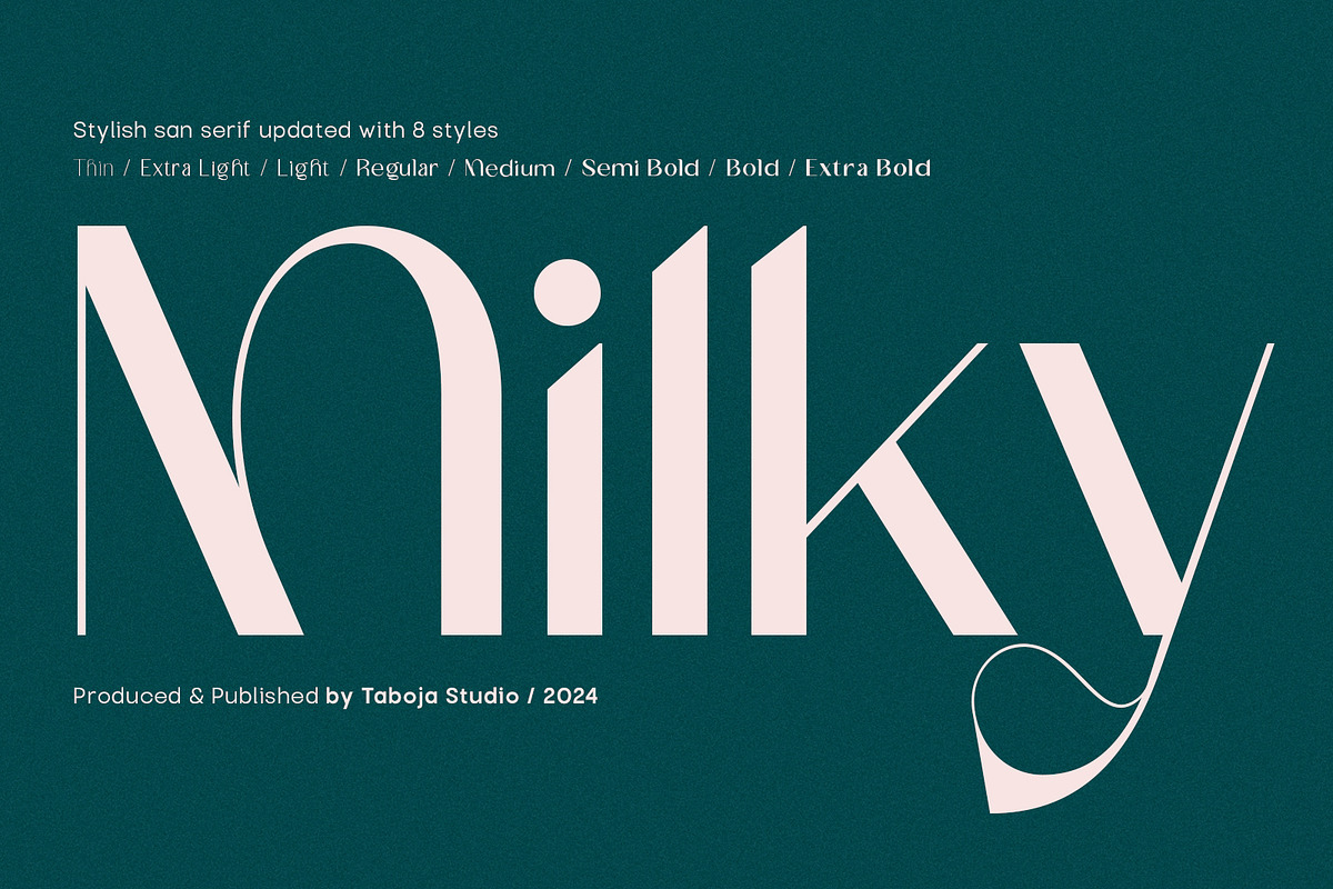 TBJ Milky – 8 Styles Boldly Sans, a Sans Serif Font by Taboja Studio (Photo 1 of 18)