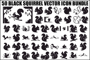 Black Squirrel Vector Icon Bundle, an Illustration by jahid234