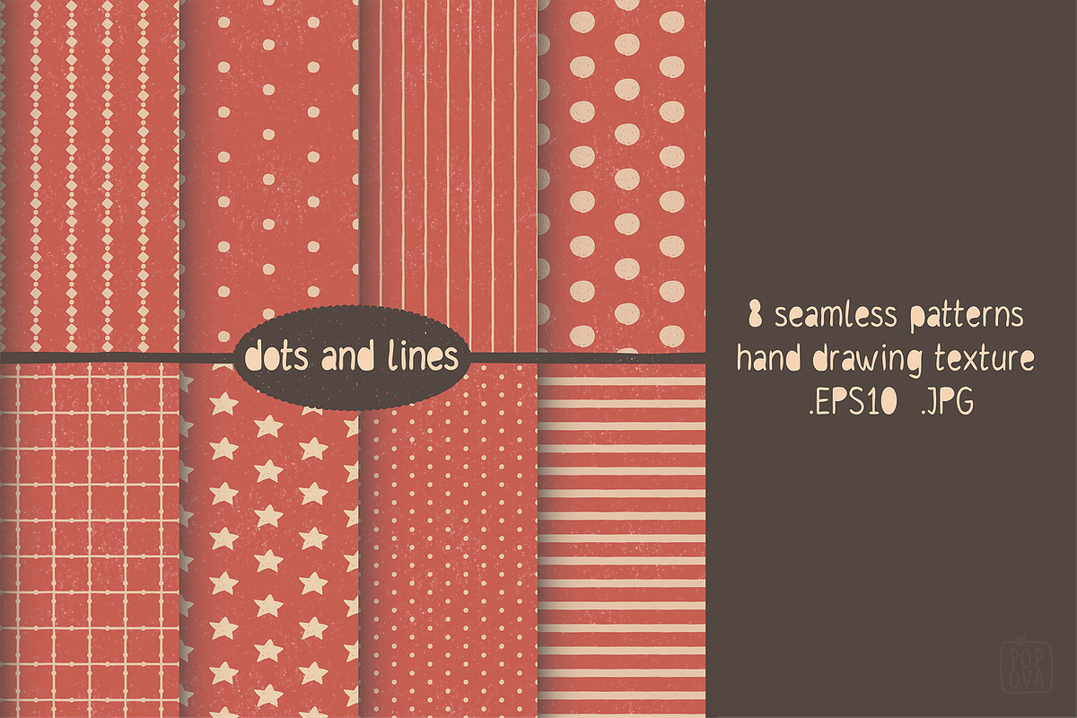 Cute hand drawn seamless patterns, a Pattern Graphic by Popova (Photo 1 of 6)