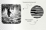 Fishing Scenes Engraving Graphics, a Sport Illustration by DENIDigitalArtSudio (Thumbnail 8 of 8)