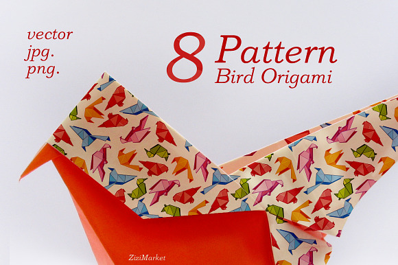 8 Digital Papers - Bird Origami preview 6