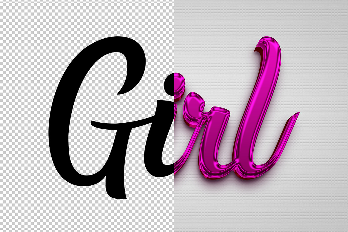 Girl 3D editable text effect, a Layer Style Add-On by Hello Muh (Photo 2 of 2)
