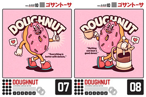 Doughnut Cute Retro Cartoon