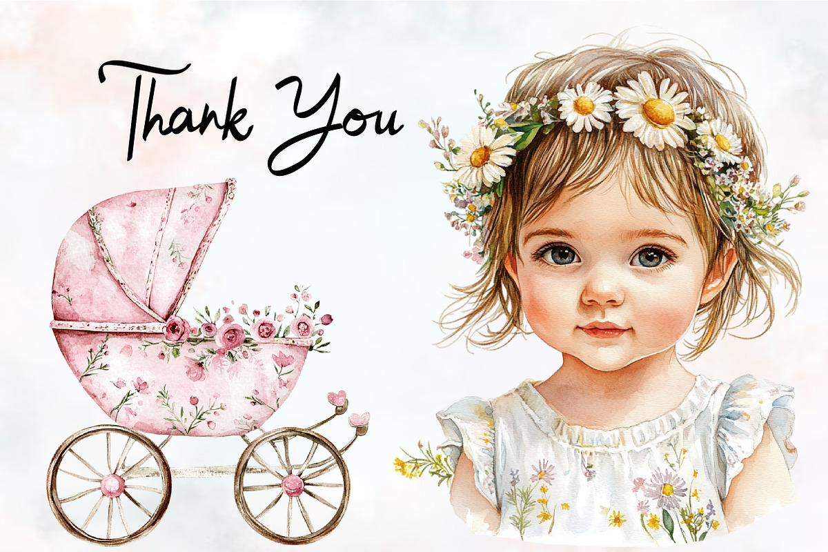 Pink Baby Girl Nursery Clipart, an Illustration by RobertsArt (Photo 7 of 7)