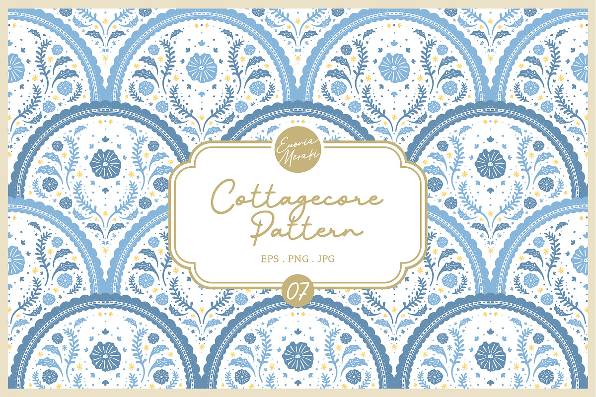 Cottagecore Pattern 7 Blue Floral, a Pattern Graphic by Euonia Meraki (Photo 1 of 13)