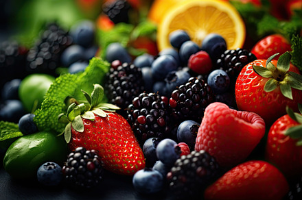 Mix of fresh berries and fruits on b, a Photo by Iftikhar Alam