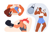 Woman boxing, female boxers set, a Sport Illustration by Good Studio (Thumbnail 2 of 4)