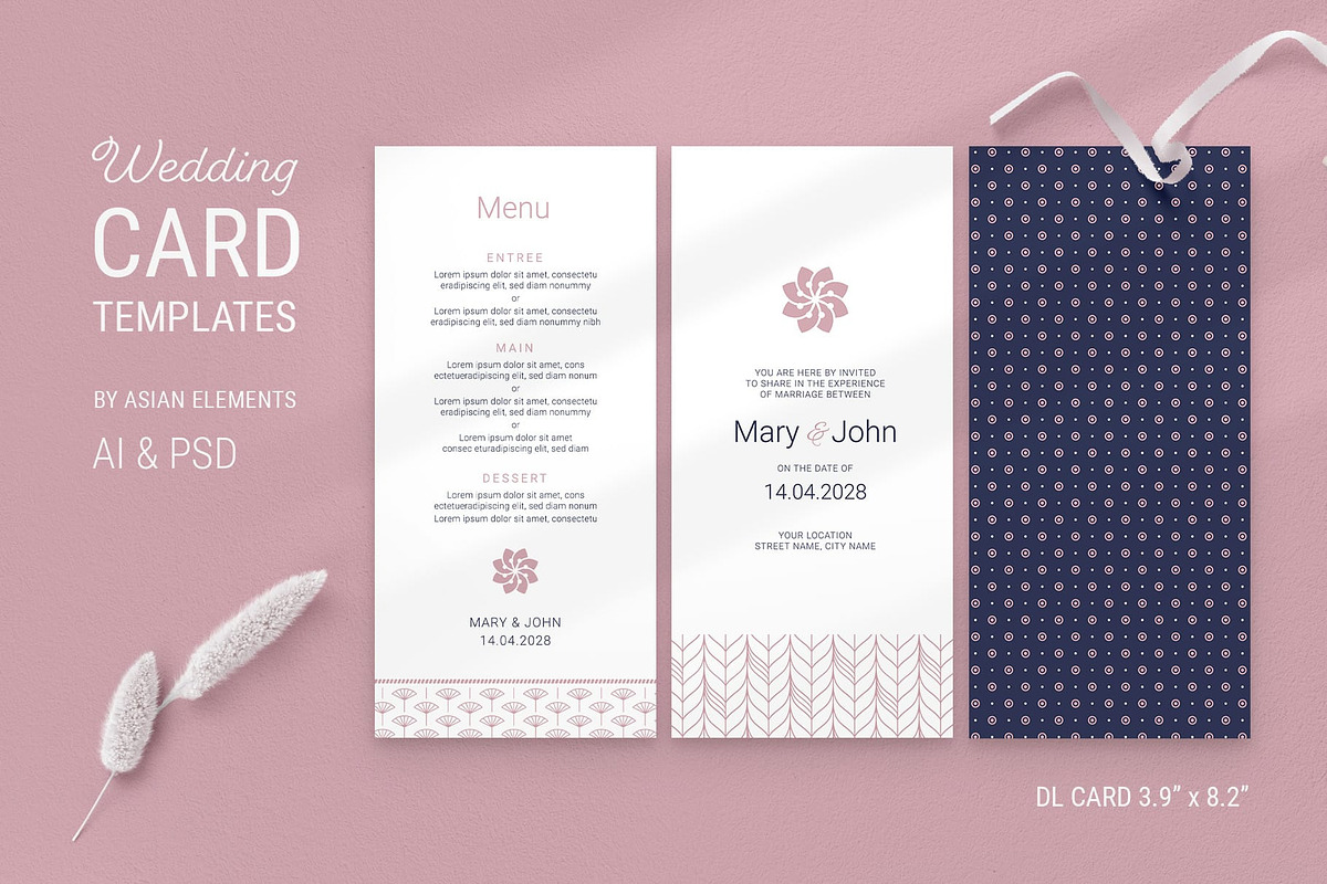 Navy & Pink Wedding Stationery, a Stationery Template by AsianElements (Photo 6 of 11)