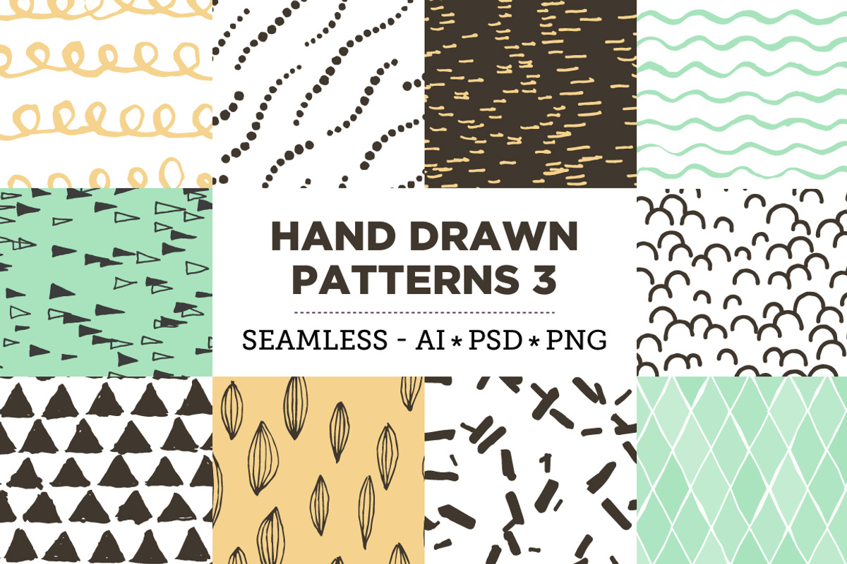 10 Seamless Hand Drawn Patterns v.3