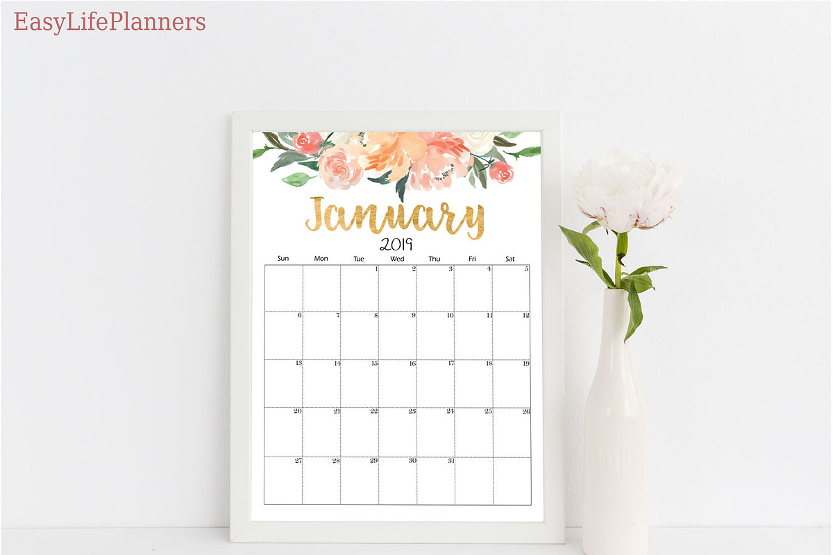 Wall Calendar 2018 2019 Letter Size, a Templates & Theme by EasyLifePlanners (Photo 7 of 10)
