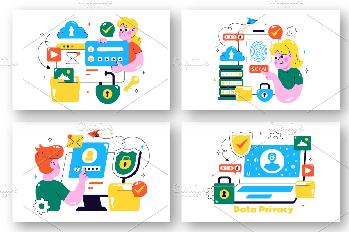 12 Data Privacy Illustration, a Technology Illustration by denayunebgt (Photo 3 of 4)