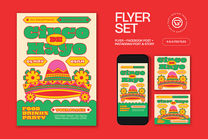 Green Quirky Cinco De Mayo Flyer Set, a Flyer Template by graphicook