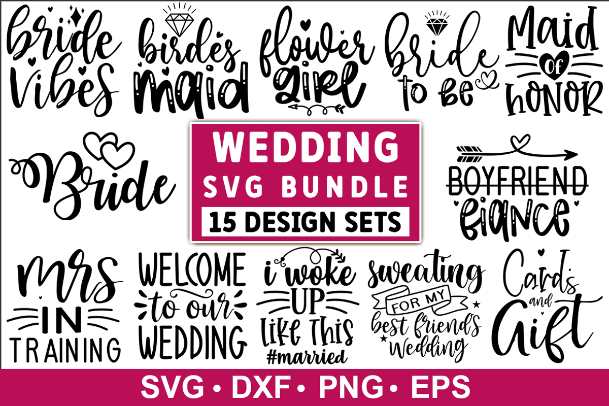 Wedding SVG Bundle, Wedding Quotes, an Illustration by Designvipe (Photo 1 of 3)