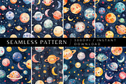 8 Baby Planets Seamless Patterns, a Pattern Graphic by Inknfolly (Thumbnail 1 of 5)
