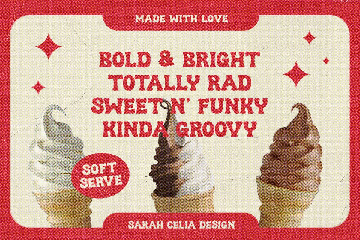 Soft Serve Retro Display Font, a Serif Font by Sarah Celia Design (Photo 2 of 3)