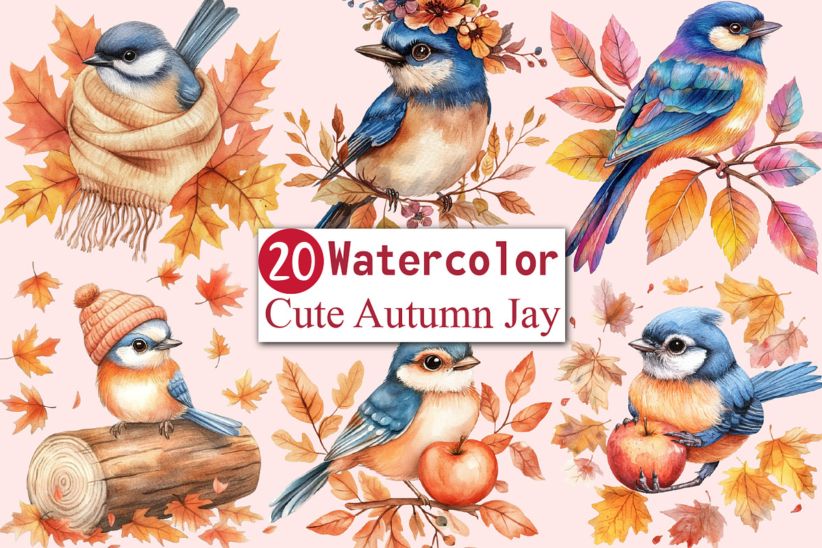 Cute Autumn Jay Sublimation Clipart, an Illustration by CitraGraphics (Photo 1 of 6)