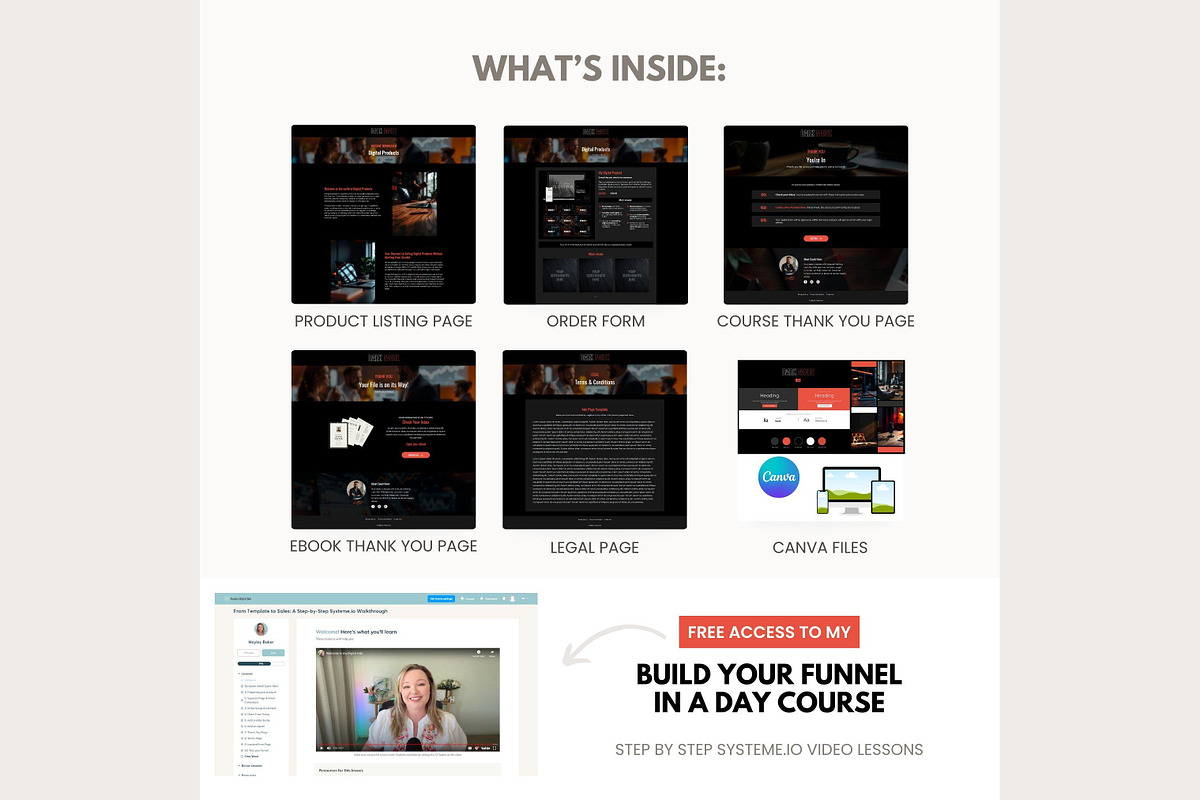 Systeme.io Dark Red List Shop Layout, a Landing Page Template by Hayley's Digital Hub (Photo 3 of 10)