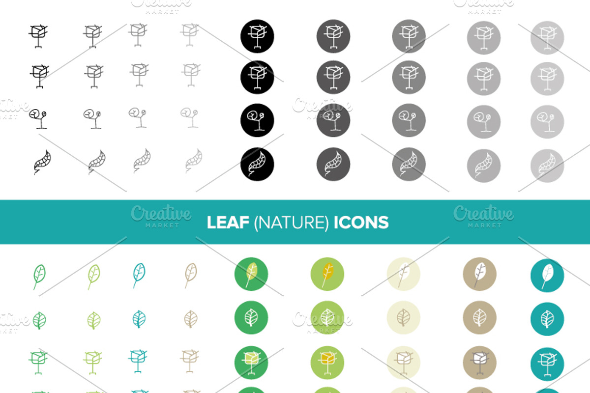 LEAF (NATURE) ICONS, an Icon by SUBCUTANEO STORE (Photo 1 of 4)