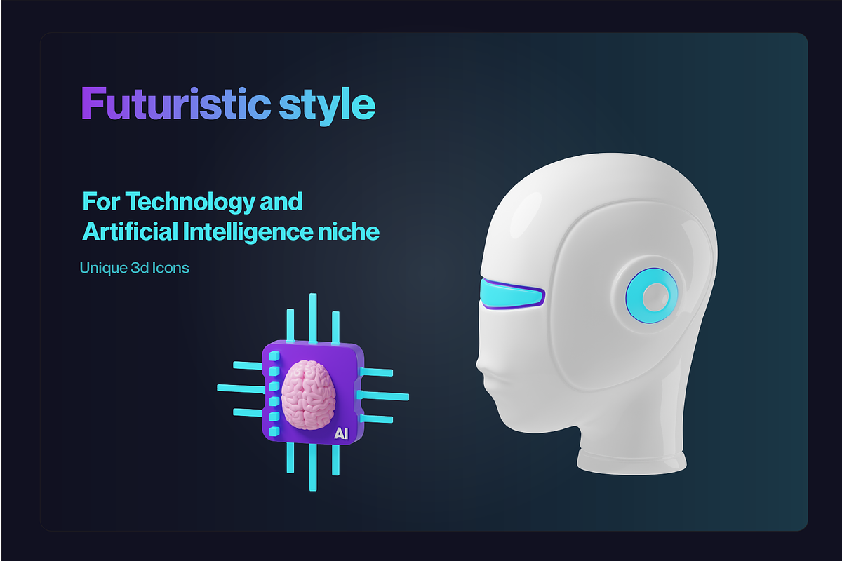 3D Artificial Intelligence Icons, an Object 3D Model by Sunny Design (Photo 2 of 6)