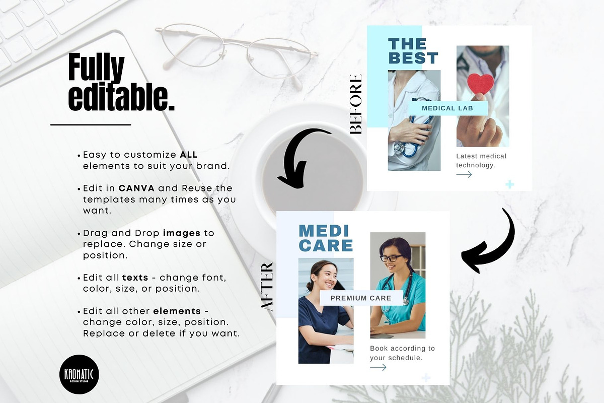 Medical Clinic Instagram Bundle, a Social Media Template by Kromatic Design Studio (Photo 8 of 10)