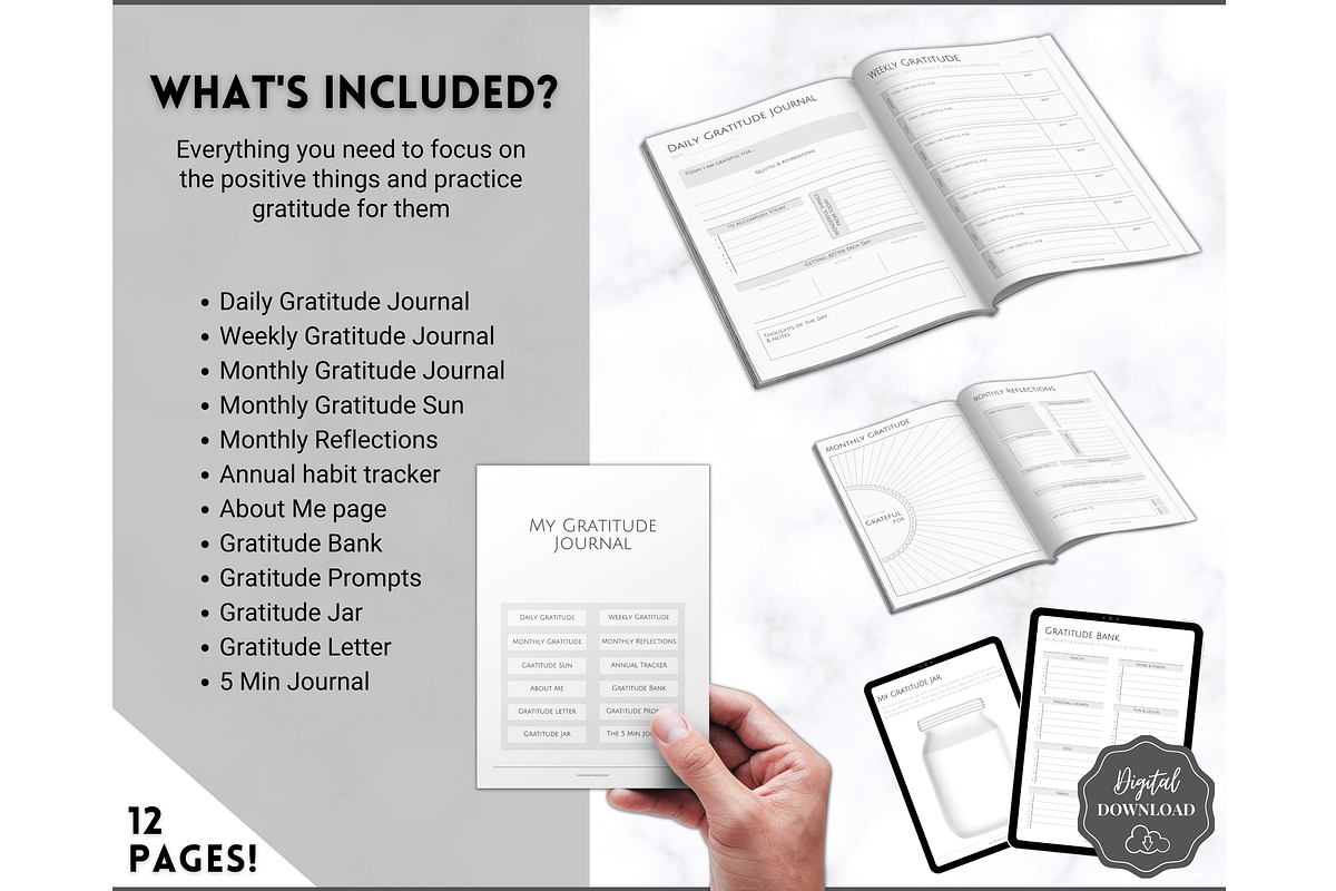 Printable Gratitude Journal BUNDLE, a Templates & Theme by Templatables (Photo 3 of 10)