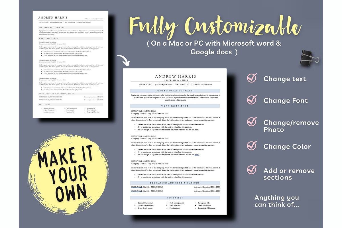 ATS friendy resume template word, a Resume Template by Climbwithelevator (Photo 4 of 11)