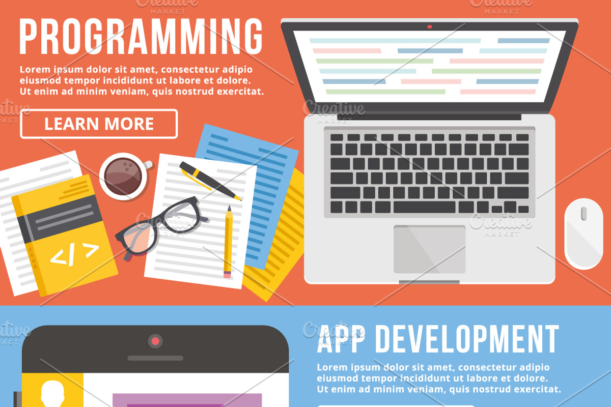 Programming, App Development Banners, an iPhone Mockup by Magurok