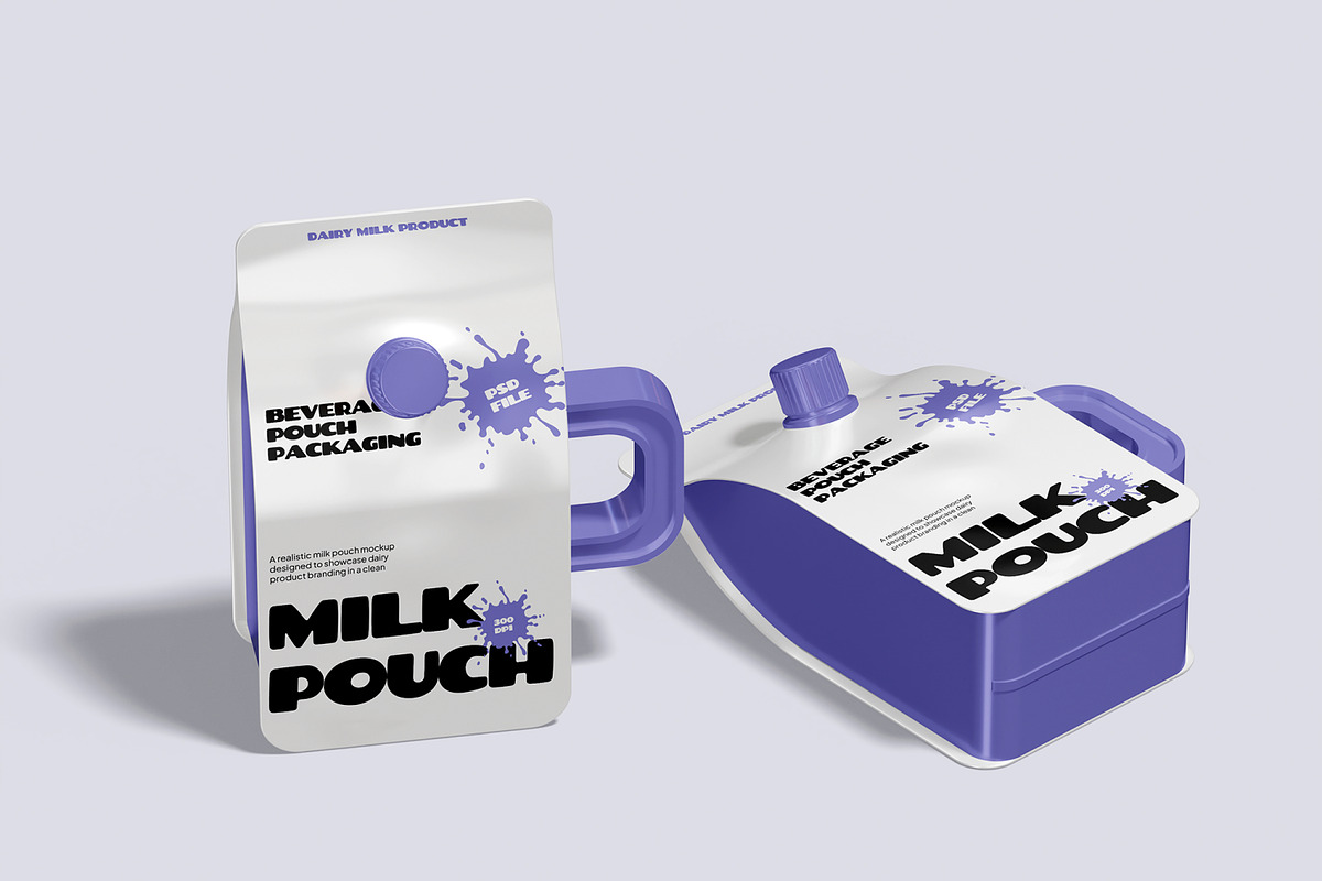 Milk Pouch Mockup, a Packaging Mockup by Unerispace (Photo 4 of 5)