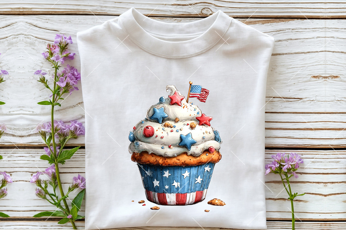 Whimsical 4th of July Cupcake Clipar, an Illustration by OK Design (Photo 5 of 6)