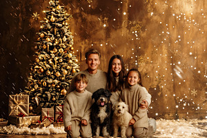 Falling Snow Christmas Tree Backdrop