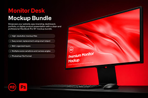 Monitor Desk Mockup Bundle