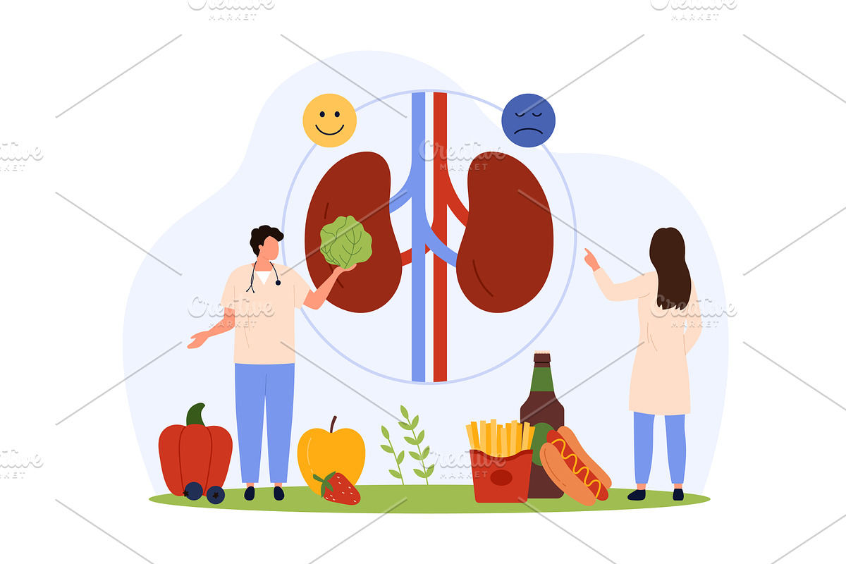 Choosing healthy diet for human, an Object Illustration by Flashvector